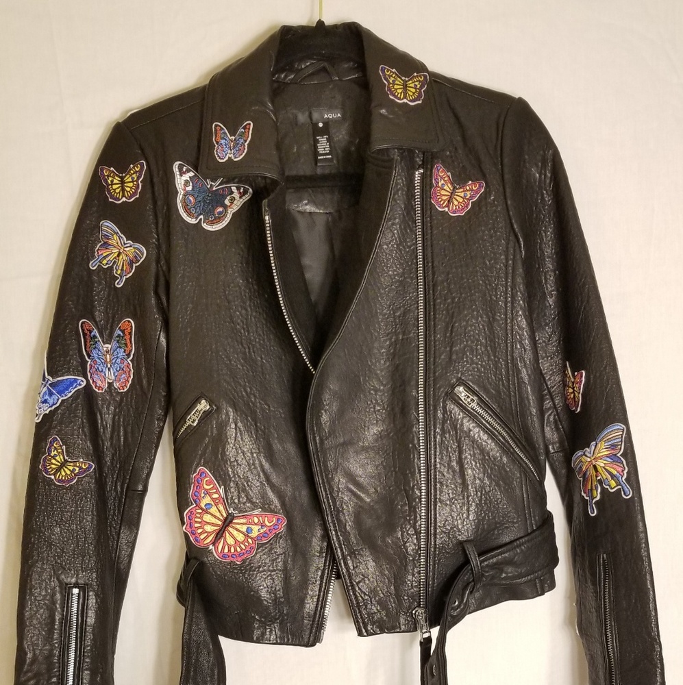 🌿NWT Aqua Leather Motorcycle Jacket - Picture 3 of 8